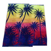 Renee Taylor 2 Pack Jacquard Velour Large Beach Towel 100 x 180 cms Sunset Palm