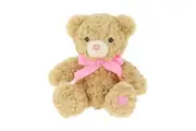 Keeleco Bramble w Pink Ribbon Soft Stuffed Animal Plush Kids Toy 18cm Brown 3+