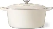 TeamFar Enameled Cast Iron Dutch Oven, 7qt Dutch Oven Pot Nonstick Cookware with Lid & Dual Handles for Bread Baking, Cooking, Oven Safe up to 500℉ & Various Stovetops, Healthy & Heavy Duty - White