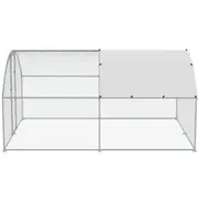 3x4x2m Metal Chicken Coop with Waterproof Cover and Secure Lock