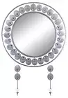 Large Round Silver Peacock Feather Mirror with Key Chain Holder