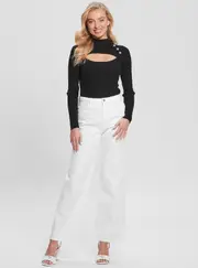 GUESS Eco Black Mock Neck Nikki Knit Top Size: XL, Viscose Rayon