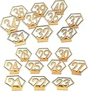 ABOOFAN 20pcs Wooden Table Numbers with Holder Base Hollow Hexagon Design for Wedding Reception Decoration Reusable Table Decor for Banquets and Events
