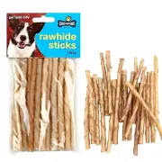 20 Rawhide Chews Beef Sticks Dogs Puppy Training Gums Teeth Treats Natural 100g