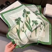 100% Boutique Silk Wrap Square Wave Point Flowers Printing Shawl 53*53cm