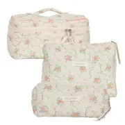 TangTangBags - Floral Make Up Bag / Pouch / Pencil Case / Toiletry Bag / Set Set Of 3 - Toiletry Bag & Pouch & Pencil Case - Pink & White - One Size