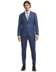 [Oxford] Byron Luxury Half Canvas Wool Suit Jacket in Blue