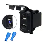 12V-24V Dual 2 USB Port Car Boat Charger Socket Voltage Digital Panel Volt Meter (for: Renault)