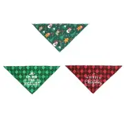 3-Pack Dog Christmas for Triangle Bandana Pet Large Scarves with Print Plaid Sno