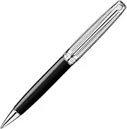 Caran d'Ache Leman Silver Plated Bicolor Ballpoint Pen - Black