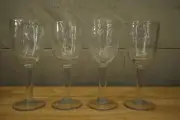 Lot Hand Crafted Artisan Blown Glass Clear Abstract Bubble Wine Glasses Stemware