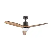 Nadi Indoor DC Ceiling Fan with LED Light & Remote - Black & Ash Wood