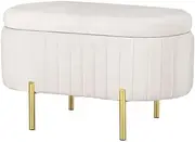 Artiss Storage Ottoman Blanket Box 87cm Velvet Chest Couch Footstool Bench Oval
