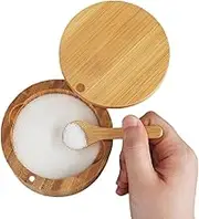 Salt Cellar Bowl Box, Salt Container Holder, Wood Seasoning Box, Easy to Clean and Use, Can Use It Long Time Not Easy to Break 9cm for Kitchen