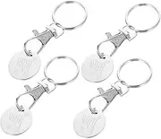[Uonlytech] 4Pcs Trolley Token Keyring Pendant Keychain for Shopping Cart Unlocking Sturdy Supermarket Trolley Remover Convenient Keyring Attachment for Bags