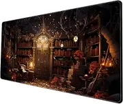 Vintage Desk Pad Magical Bookshelf Desk Mat Extra Large Big Office Mouse Pad Gaming with Stitched Edges Large Mousepad Home Office Gaming Work Computers Laptop Desk Accessories 31.5x11.8in