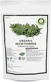 R V Essential Organic Neem Powder 100gm/ 3.53oz/ 0.22lb- Azadirachta Indica Neem Leaf Powder For Tooth For Hair For Skin USDA Organic Certified Supplement in Resealable and Reusable Zip Lock Pouch