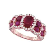18k Rose Gold Oval Ruby Diamond Luxury Fashion Ring 3-1/2 Cttw
