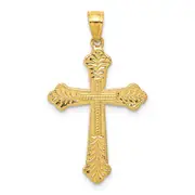 10k Yellow Gold Budded Cross Pendant