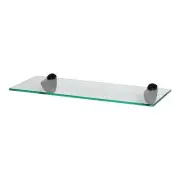 1x Floating Glass Bathroom Shelf 50cm Clear/Black Shower Storage Wall Rack