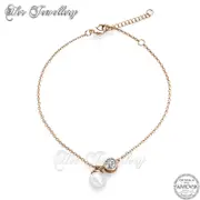 Crystal Pearl Anklet (Rose Gold)