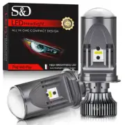 2Pcs H4 Mini Bi-LED Projector Lens LED Headlight Hi-Lo 30000LM 130W Retrofit LHD