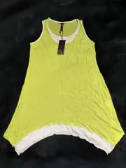BNWT TS Taking Shape Plus Size XXS / 12 Long Summer Tunic Top Lime Green & White