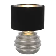 Aras Modern Table Desk Lamp Light Fabric Ceramic Silver Black Gloss