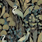 Grand Deco Ciara Heron Wallpaper Grandeco Black