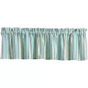 Park design Dockside Stripe Aqua and Cream Valance 14" X 72"