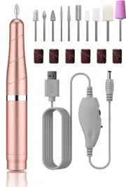 Electric Nail File Kit, 10 Drill Bits, 20000RPM, USB Portable, Acrylic Nails, Professional Manicure Drills Machine Tools
