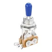 3 Way Short Straight Guitar Toggle Switch Silver with Deep Blue Tip Knob Caps