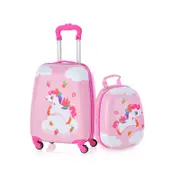 Costway 2PCS Carry-on Luggage Set 16"&13'' Suitcase & Backpack Bag Travel Trolley Luggage Set w/Spinner Wheels