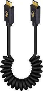 240W Coiled USB C to USB C for Thunderbolt 3, 40Gbps USB C to USB C Coiled Cable, USB Type C Male to Male Spiral Cable Support 8K@60Hz Video Compatible with MacBook Pro/Air, iPad Pro 1m