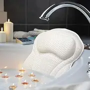 AmazeFan Luxury Bath Pillow, Ergonomic Bathtub Spa Pillow with 4D Air Mesh Technology and 6 Suction Cups, Helps Support Head, Back, Shoulder and Neck, Fits All Bathtub, Hot Tub and Home Spa(US Patent)