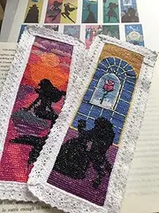 12 Pieces Princess DIY Cotton Cross Stitch Bookmark,Cotton Edged Book Mark Classical Fairy Princess Counted Cross Stitch kit