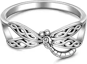 [Iringnier] Dragonfly Ring 925 Sterling Silver Thumb Dragonfly Gifts for Women Making Celtic Knot Rings for Women Mom Friends Sisiter Womens Size 6 7 8 9 10