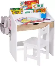 Lil' Jumbl Toddler Wooden Kids Desk and Chair Set, Study Desk with Writing Table