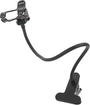 Mobile Phone Bedside Stand Cell Phone Desktop Phone Holder Office Desk Phone Stand Long Arm Phone Clip Table Phone Holder Bed Phone Clip Adjustable Phone Stand Alloy Black