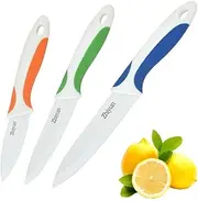 3 pcs Ceramic Knife Set, 5 inch Universal Knife for Beef and Butter, 4 inch Knife for Fruit and Vegetable, 3 inch Fruit Peeling Knife,Ceramic Blade with Sheath - Ergonomic Comfort Handle