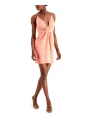 AIDAN AIDAN MATTOX Womens Coral Plunging Neckline With Twisted D Dress 8