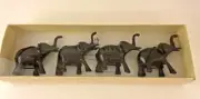 Pottery Barn Metal Elephant Place Card Holders African Set of 4 Dark Brown NEW
