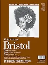 Strathmore 400 Series Bristol Paper Pad, Smooth, Tape Bound, 9x12 inches, 15 Sheets (2-ply) - Artist Paper for Adults and Students - Markers, Pen and Ink