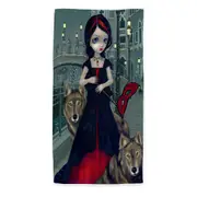 Wolves of Venice Gothic Maiden and Her Wolves Beach Towels Medium Large Extra Large