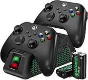 Controller Charger Station for Xbox Series X|S/Xbox One/X/S/Elite/Core, Dual Xbox 1 Charging Dock Station for Xbox One Controller Battery Pack with 2x1800mAh Rechargeable Battery & 4 Battery Cover Kit