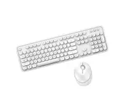 Sweet 2.4G Wireless Keyboard Mouse Set Pure Color Round Keycaps - White