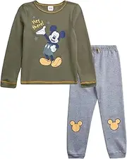 [Disney] Baby Boys’ Mickey Mouse Jogger Set – Long Sleeve Thermal Top and Fleece Sweatpants (12M – 7)