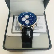 New Orologio Men's Watch Navigare Navy Blue Face Day Date Multi Function Leather