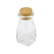 "Vintage" Milk Jug Jar Glass Carafe Favor Bottle with Cork, 4-1/4-inch