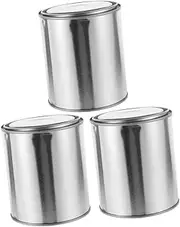 HOMSFOU 3pcs Sealed Paint Bucket Empty Cans Metal Can with Lid Paint Pots with Lids Metal Storage Containers for Garages Handheld Pigment Container Silver Iron